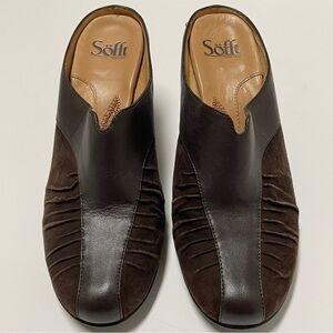 Sofft Leather Heeled Mules Textured Women's Size 9 Clog Shoe Casual Business